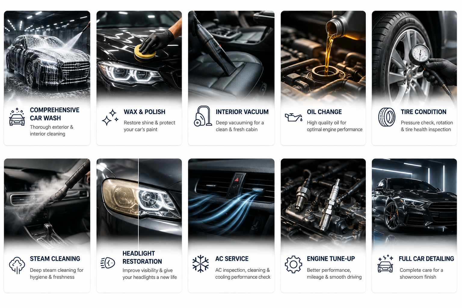 Car care service menu